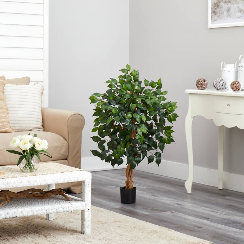 3' Artificial Silk Potted Ficus Tree