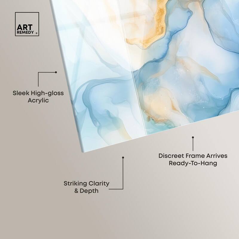 Blue Veined Gold Acrylic by Art Remedy, Ready to Hang