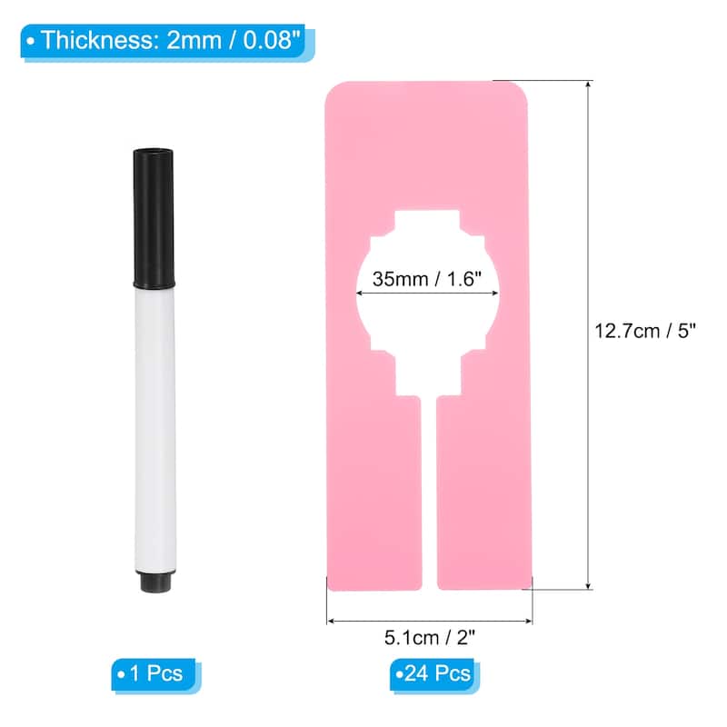 24pcs Clothes Dividers, Clothing Rack Rectangle Dividers w Marker Pen - Pink