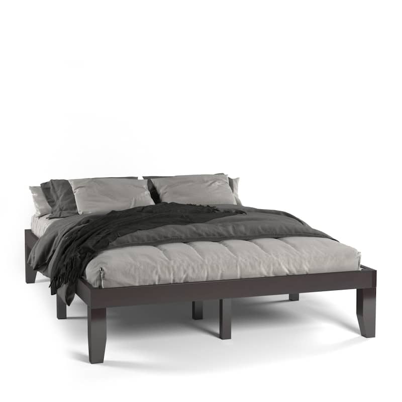 Gymax 14'' Queen Size Wooden Platform Bed Frame w/ Strong Slat Support