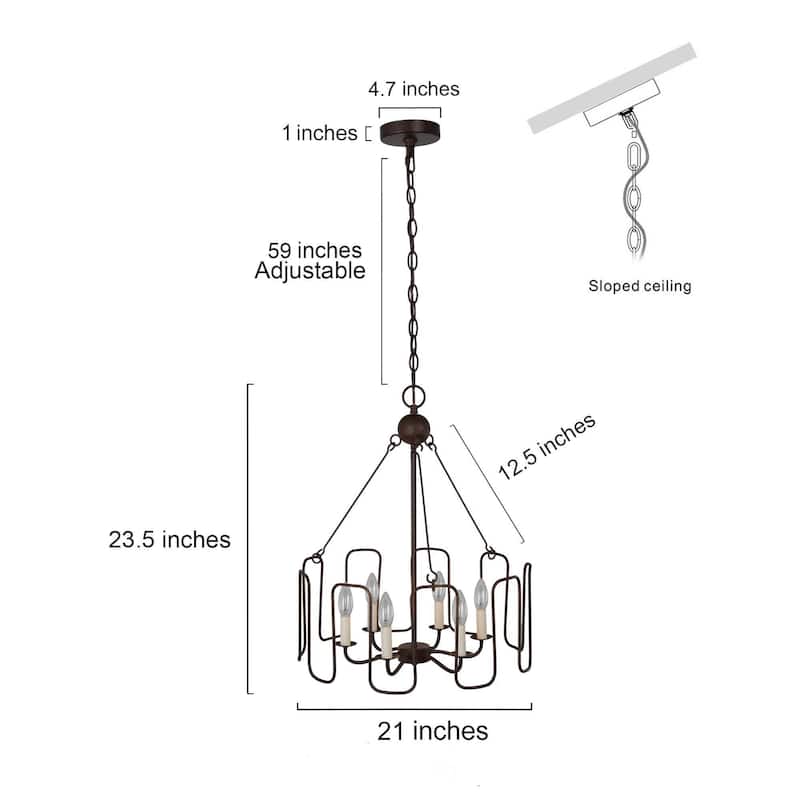 Farmhouse Rustic 6-light Drum Chandelier Aged-iron Wagon Wheel Dining Room Lighting