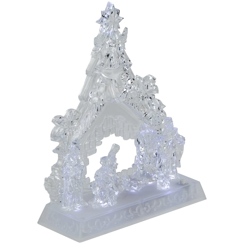 LED Nativity Scene In Stable Acrylic Christmas Decoration 10.75"