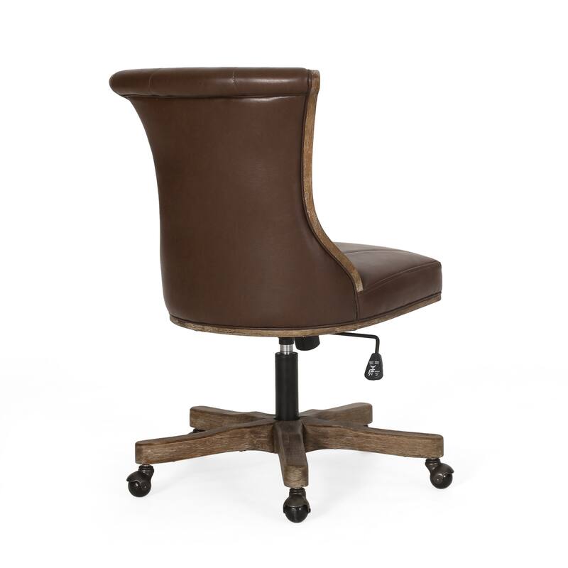 Coulee Upholstered Roll Back Swivel Office Chair by Christopher Knight Home - 24.75" L x 27.75" W x 35.50-40.00" H