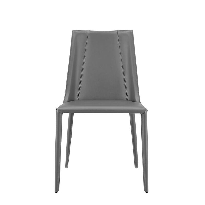 Sleek All Black Faux Leather Dining or Side Chair