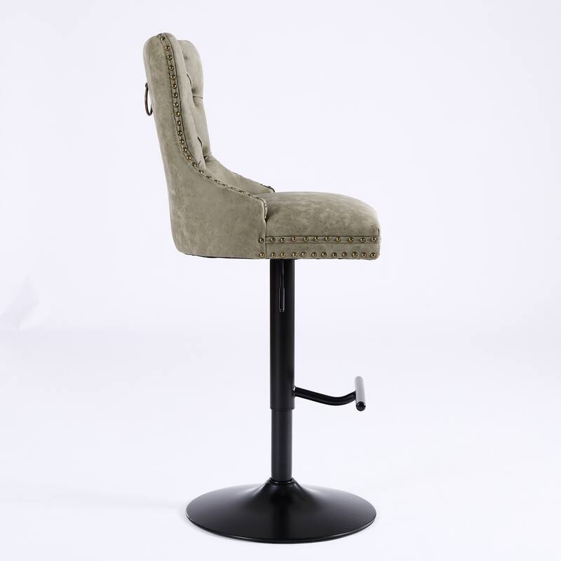 Swivel Barstools Set of 2 Adjusatble Bar Stools w/ Tufted and Footrest