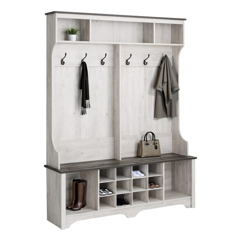 Prepac Rustic Ridge Entryway Cabinet 15.5" D x 60" W x 77" H - 60 in W x 77 in H x 15.5 in D - Washed White