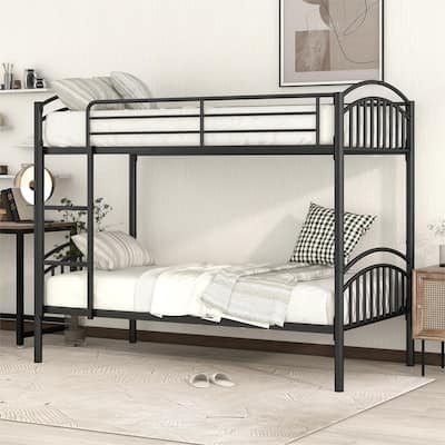 Twin-over-twin Black Metal Dividable Bunk Beds