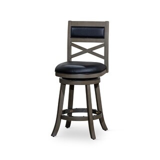 24 Inch Counter Height X-Back Swivel Stool with Weathered Grey Finish ...