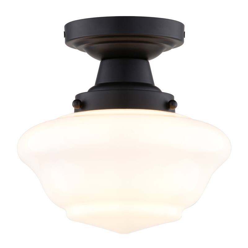 Eastgate 8.75-in W Traditional Semi Flush Mount Ceiling Light White Schoolhouse Glass
