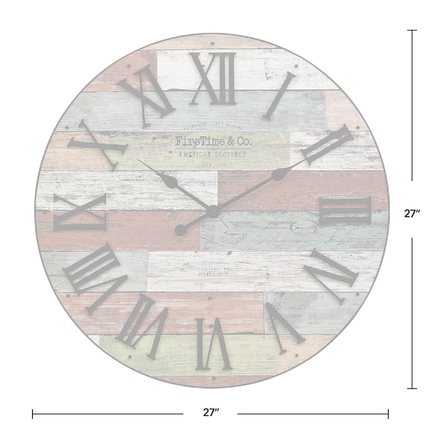 FirsTime & Co. Emmett Farmhouse Shiplap 27-in. Round Wall Clock