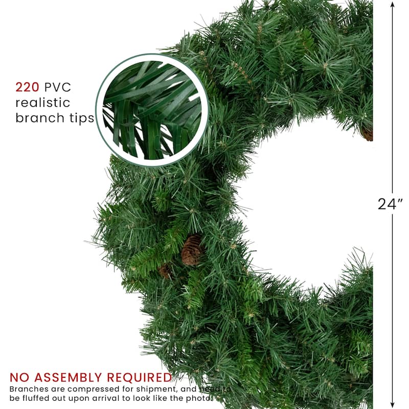Black River Pine Artificial Christmas Wreath, 24-Inch, Unlit
