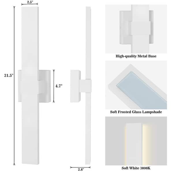 dimension image slide 0 of 13, Aluminum LED Outdoor Wall Sconce Black Exterior Wall Light (1 / 2Pack)
