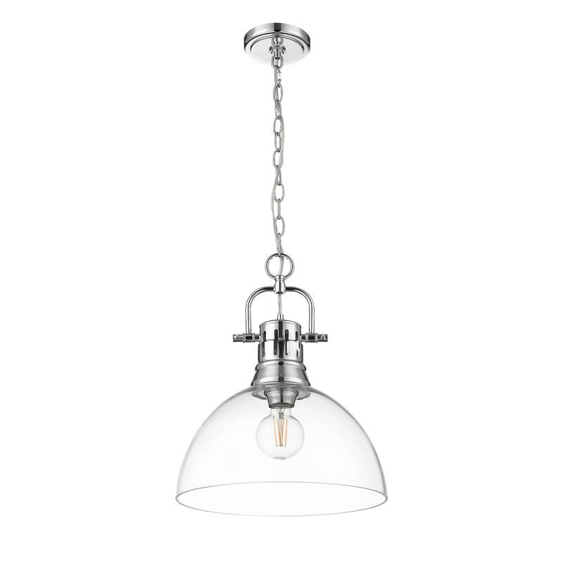 Yep by Golden Lighting Duncan 1-light 14in chain hung Pendant in Chrome and Clear Glass