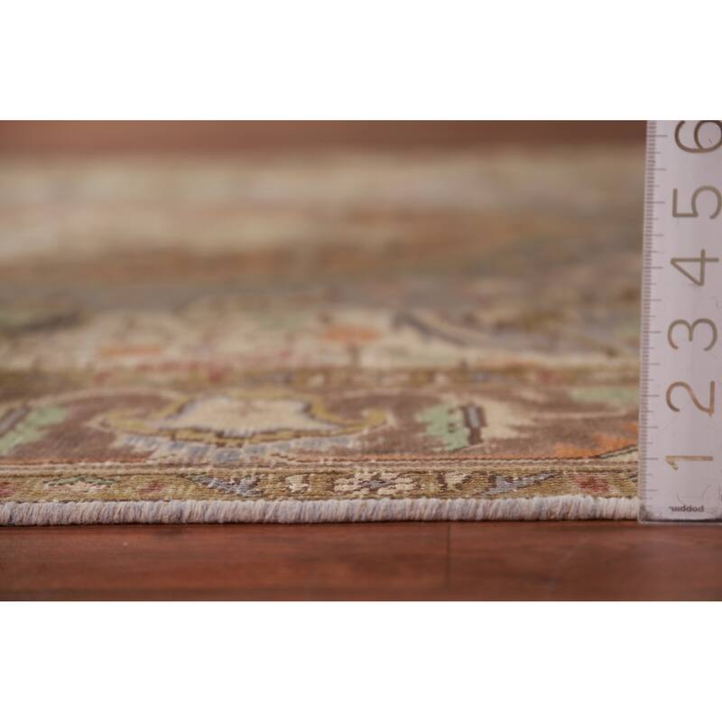 Gray Medallion Tabriz Persian Vintage Area Rug Handmade Wool Carpet - 6'7" x 9'3"