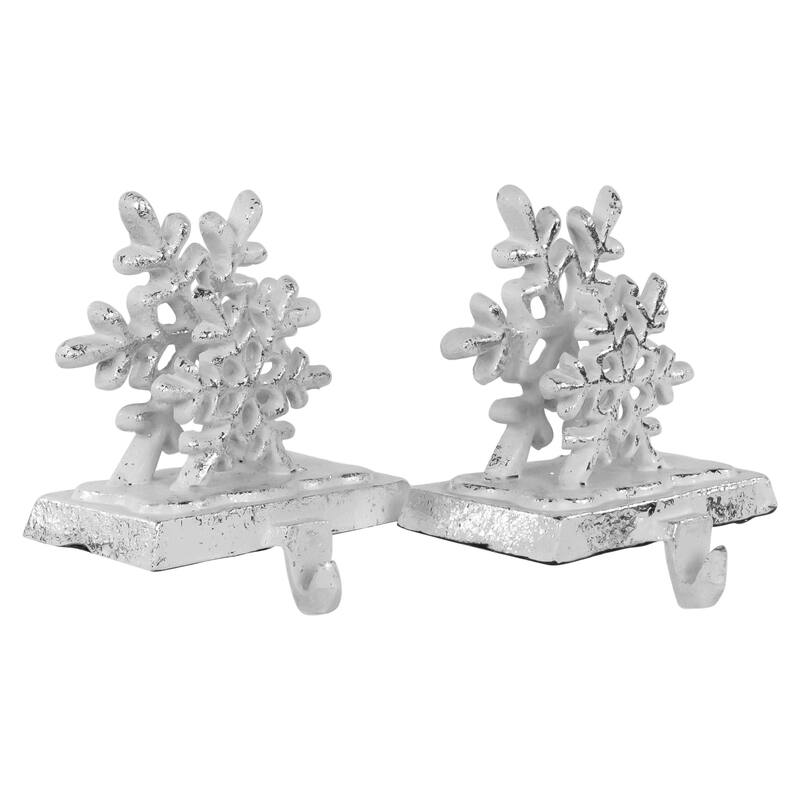 12.5" Silver Snowflake Christmas Stocking Holder