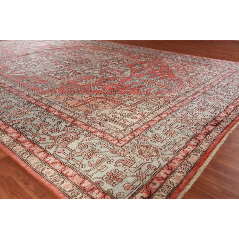 Vegetable Dye Heriz Serapi Oriental Large Rug Handmade Wool Carpet - 10'2"x 14'1" - 10'2"x 14'1" - Pink