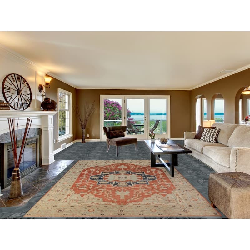 Vegetable Dye Heriz Serapi Oriental Area Rug Handmade Wool Carpet - 7'0"x 10'0"