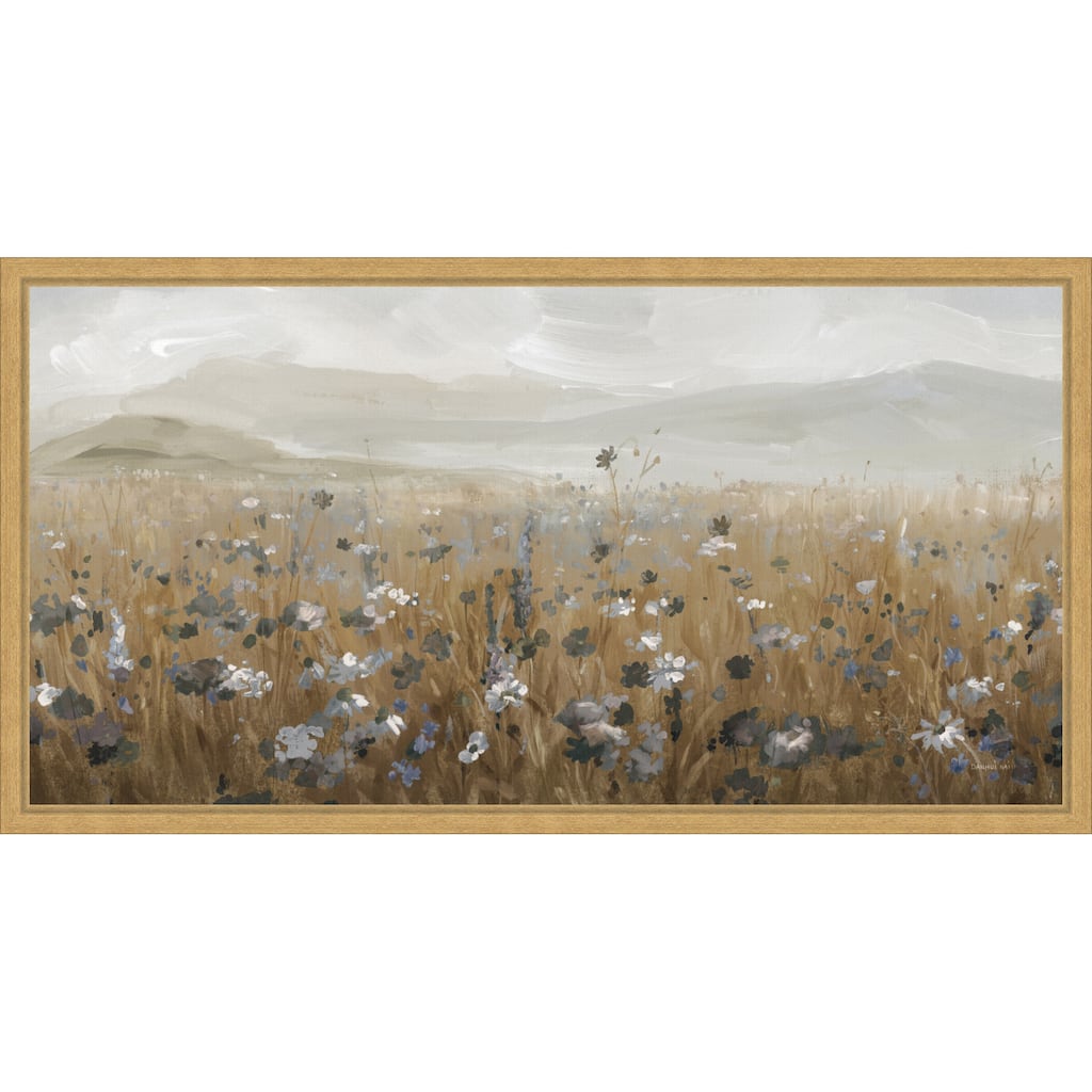 Field of Flowers Neutral by Danhui Nai Framed Canvas Wall Art Print