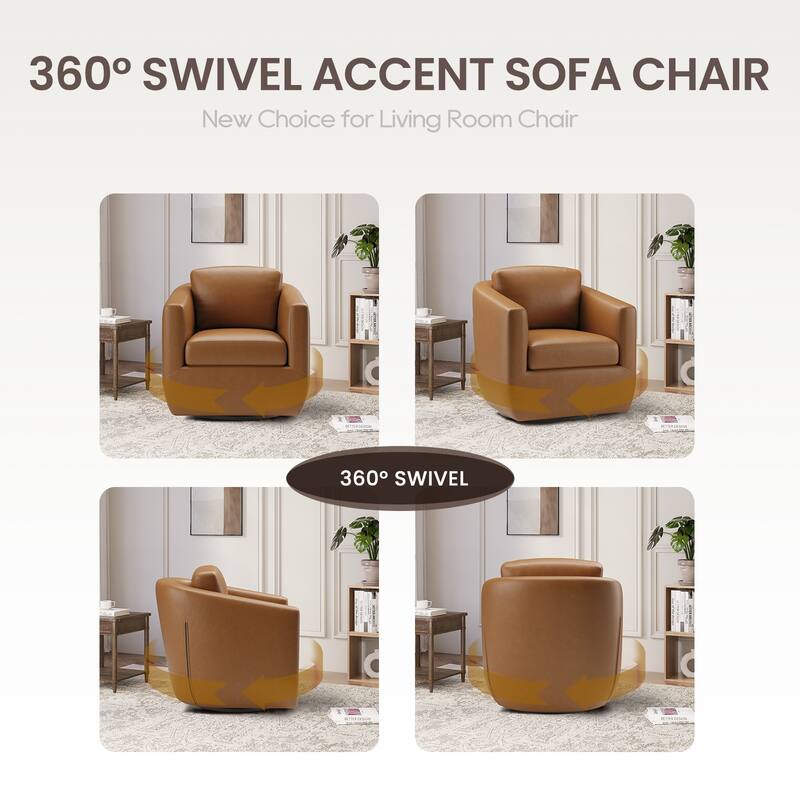 Velvet Barrel Swivel Chair - Round Bouclé Accent with Brass Base, Ready-to-Use for Living Rooms & Reading Corners