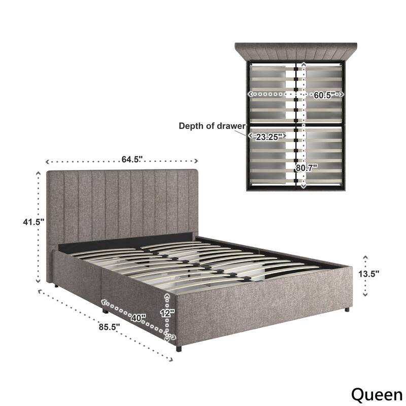 Arlert Grey Linen 4-drawer Storage Platform Bed by iNSPIRE Q Modern