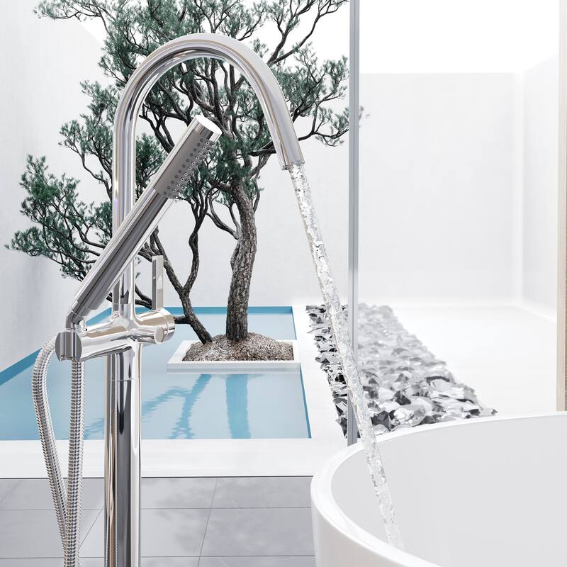 Eviva Modem Single-Handle Freestanding Tub Faucet with Hand Shower