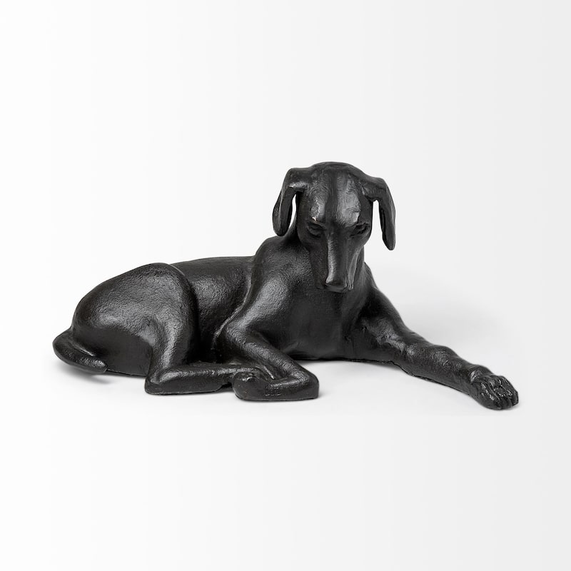 Black Metal Labrador Dog Sculpture - 7"W x 11"D x 5"H