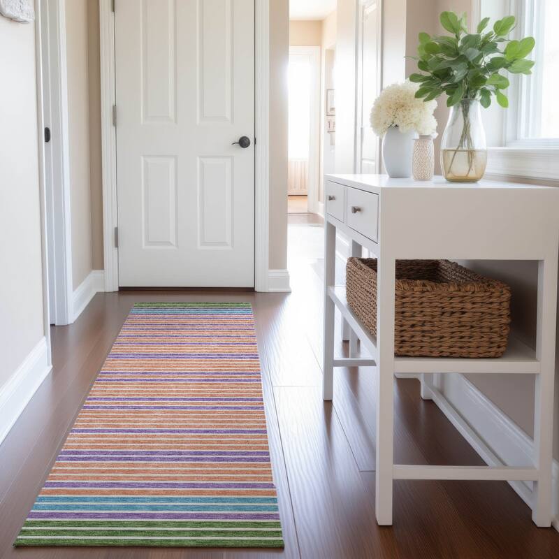 Premium Washable Super Soft Border Geo Mayfield Rug - Lime - 2'3" x 7'6"