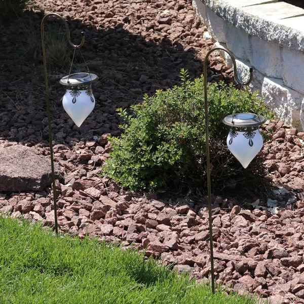 Sunnydaze Rain Drop Outdoor Solar Light With Shepherd Hook Set of Two