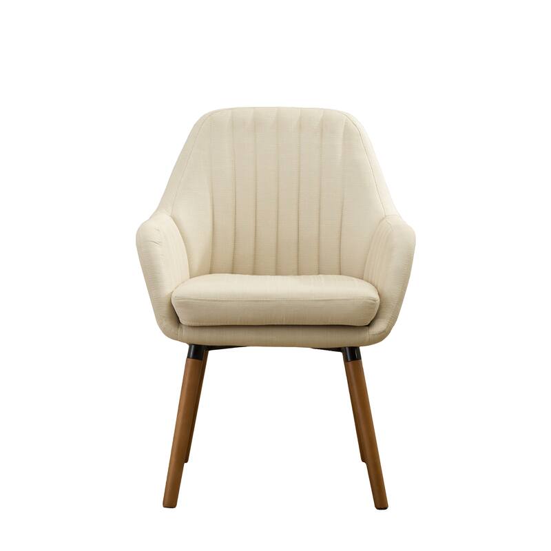 Tan Modern 25.5" Upholstered Accent Chair with Solid Beech Wood Tapered Legs