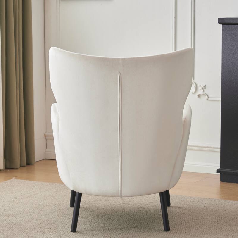 Beige 32" Wing Back Velvet Accent Chair