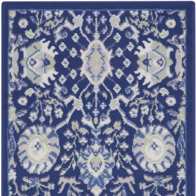 Power Loomed Distressed Abstract Floral Traditional Non Skid Stain Resistant Area Rug - 96' X '24' X '0.39