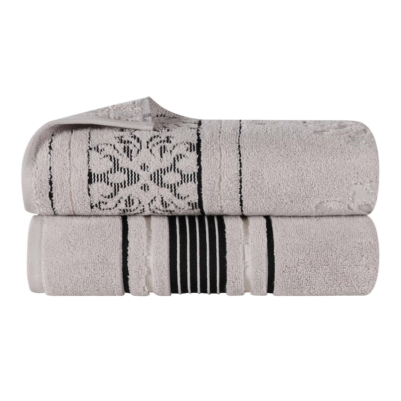 Superior Sadie Zero Twist Cotton Solid and Floral Bath Sheet Set of 2