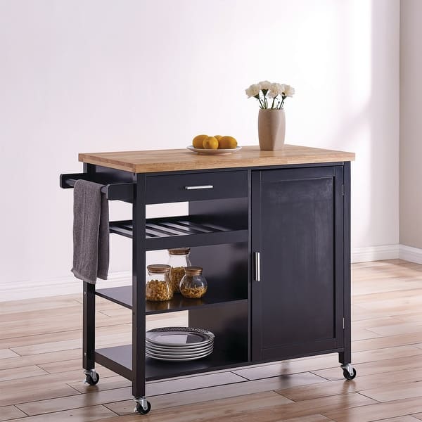 portable kitchen island with trash bin