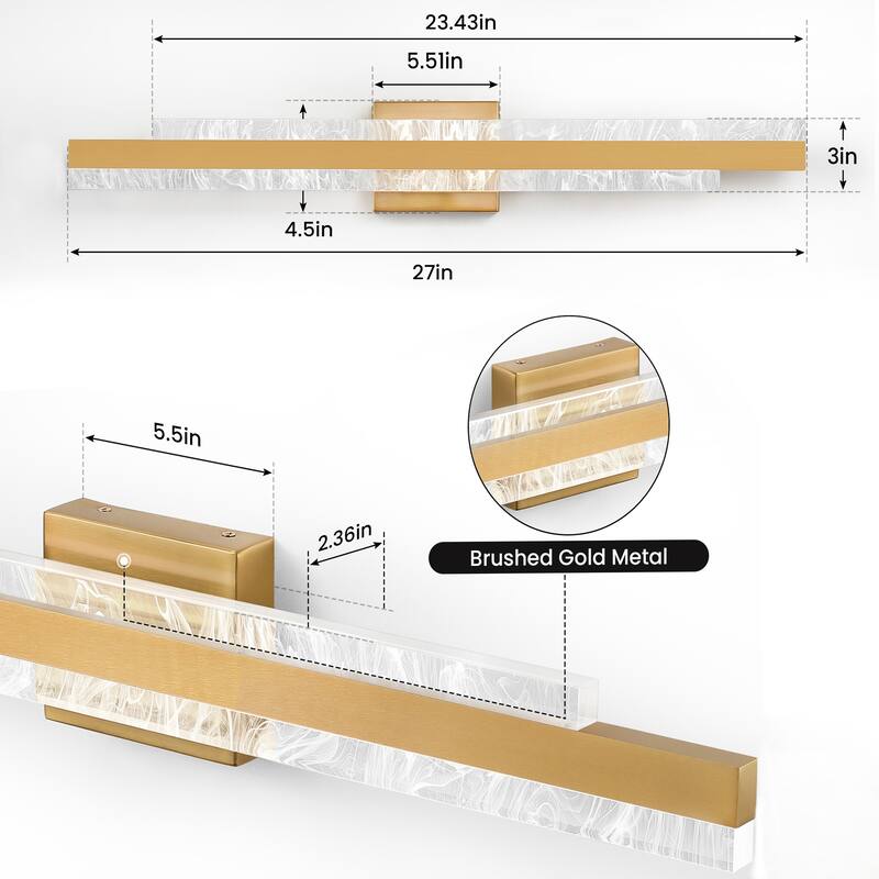 Modern Bathroom Vanity Light 24 inch Dimmable LED Bath Bar Light Fixtures Over Mirror - Wall Sconce