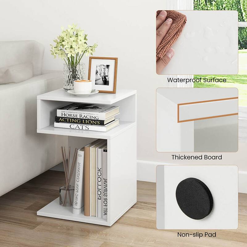 Gymax 2PCS S-Shaped Side Table for Small Space Morden End Table