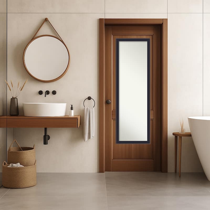 Havana Non-Beveled Framed Full-Length On the Door Mirror - Havana Black Bronze - 17 x 51 in