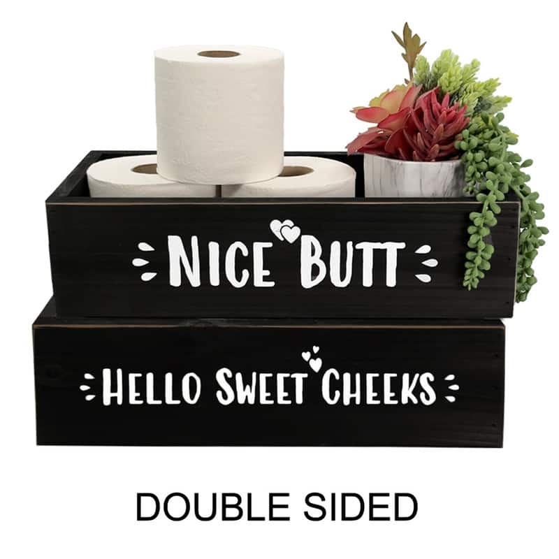 Hello Sweet Cheeks Wood Toilet Paper Holder, Farmhouse