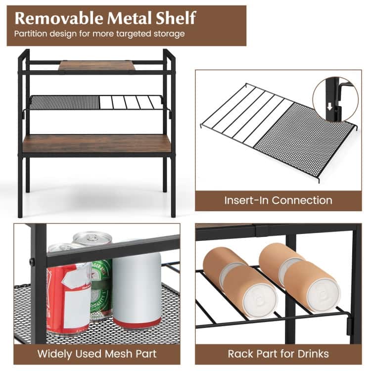 Industrial Entryway Table with Removable Panel and Mesh Shelf - 24" x 13.5" x 24"