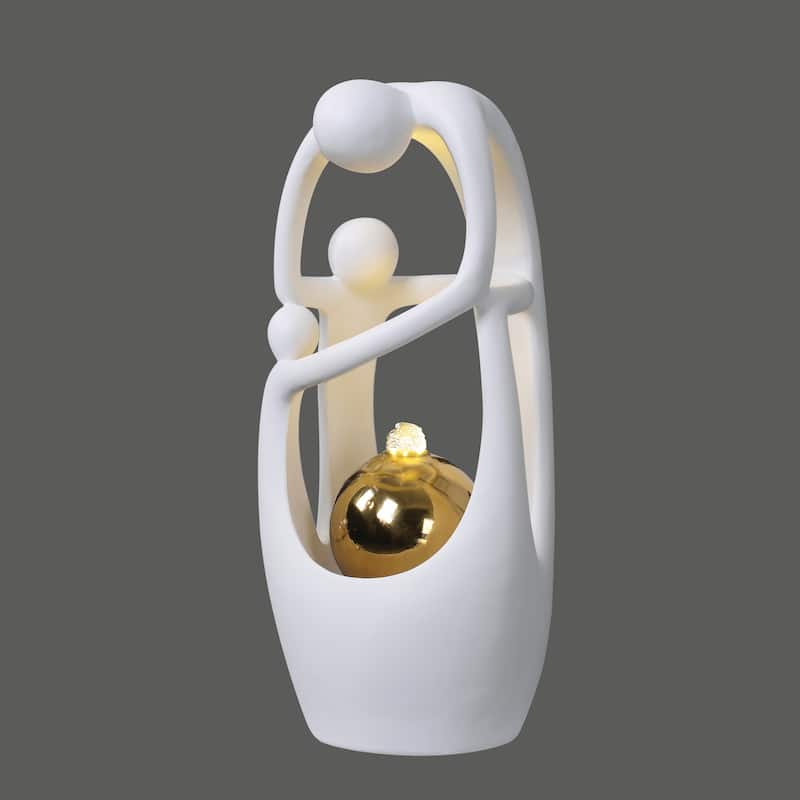19" H Modern Indoor Tabletop Fountain W/Stainless Steel Ball W/LEDs