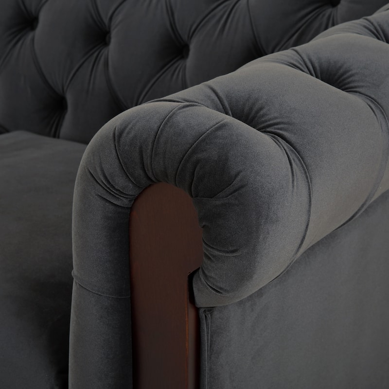 Eviva Chesterfield Velvet Loveseat Sofa by Christopher Knight Home