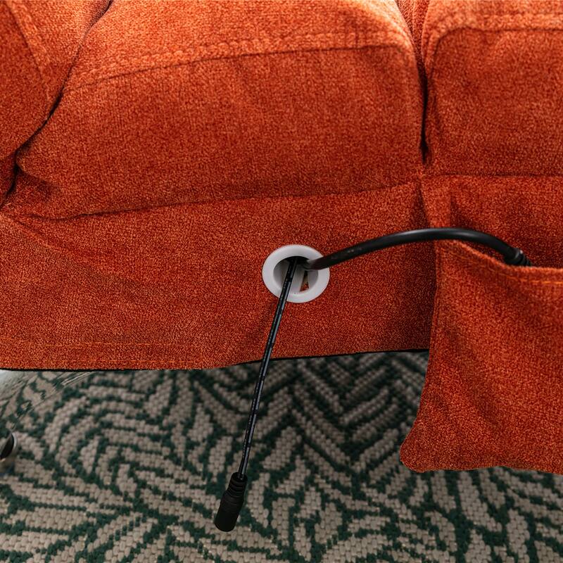 Orange 21.65" High Back Upholstered Chaise Lounge Chair with Massage