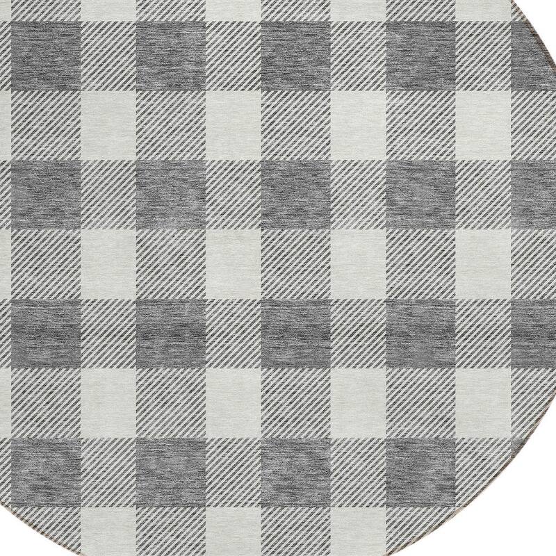 HomeRoots Plaid Transitional Rectangle Outdoor Rug