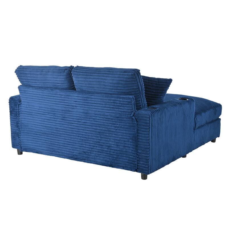 GDFStudio - Polyester 50.9" Loveseat Chaise with Cup Holders