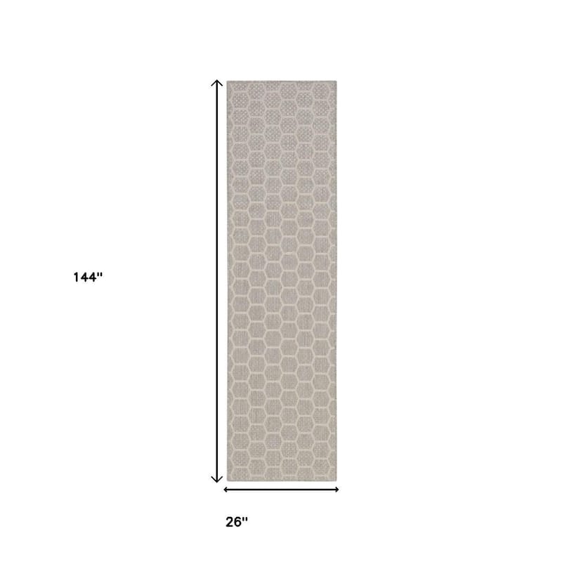 HomeRoots Geometric Modern Runner Outdoor Rug - 12' Runner