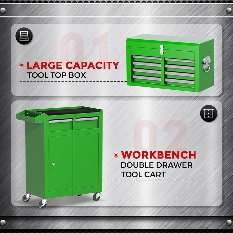 5 Drawer 2 in 1 Rolling Tool Chest Storage Box Garage Rolling Cabinet with Detachable Top Tool Box and Universal Lockable Wheels