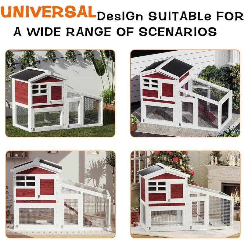 Outdoor Indoor Expandable Rabbit Hutch Chicken Coop for Backyard