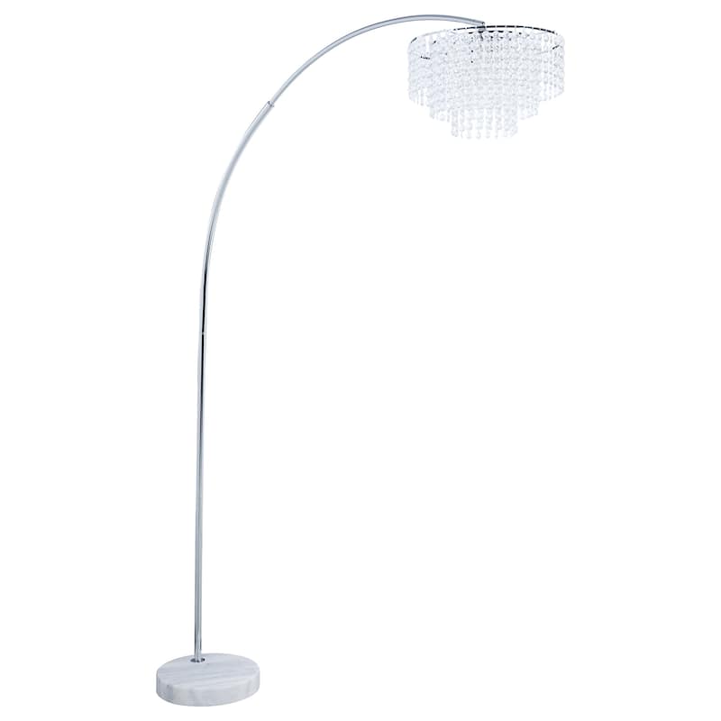 Shirley 86-inch Hanging Crystal Arc Metal Floor Lamp Chrome - Chrome