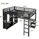 preview thumbnail 3 of 9, Queen Size Loft Bed with Built-in Wardrobe,Workstation and Storage