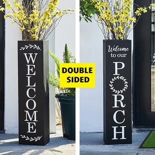 Glitzhome 30"H Double Sided Wooden "WELCOME" "HOME or PORCH" Porch Sign