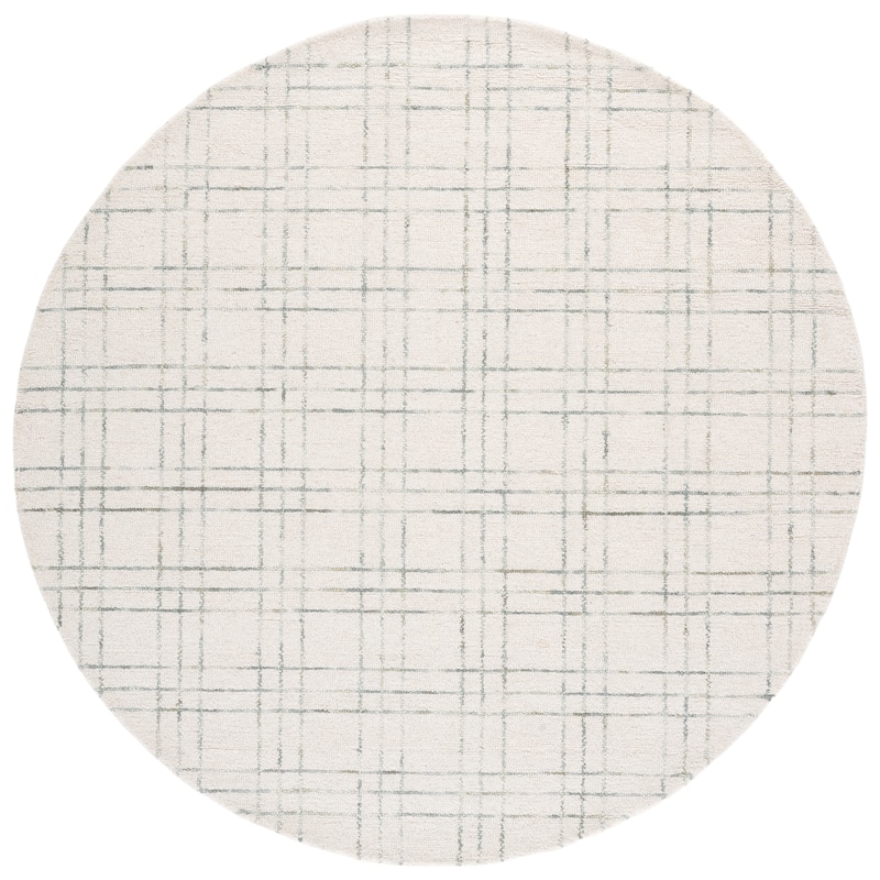 SAFAVIEH Handmade Genre Eilon Wool Rug - 6' Round - Ivory/Light Sage
